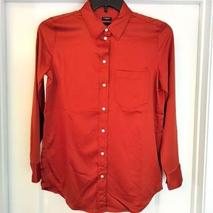 NWT XS GAP Boyfriend Shirt Orange Satin Blouse